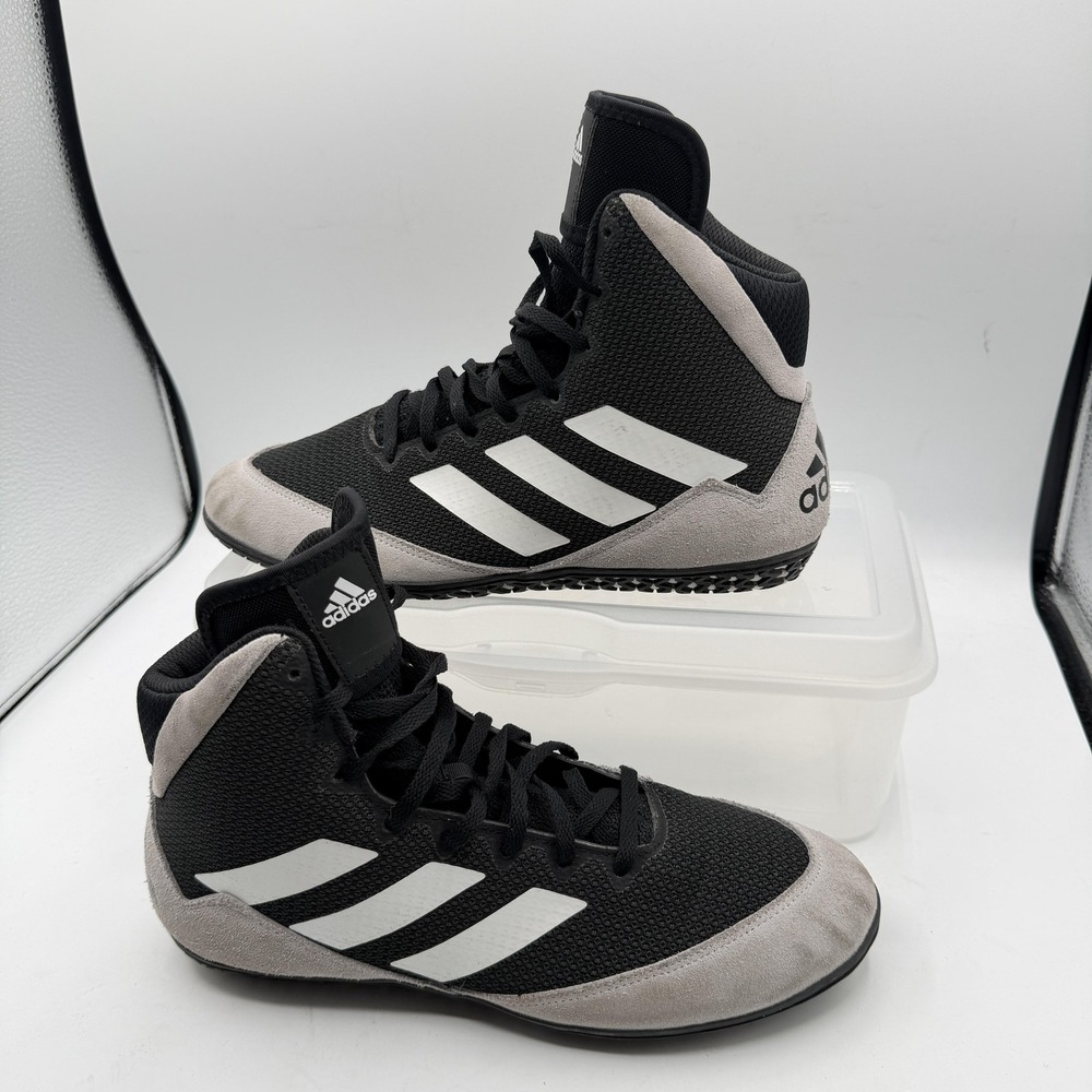 Adidas Wrestling Shoes Mens Size 8.5 Black Gray High Top Mesh Suede FZ5381 Sole